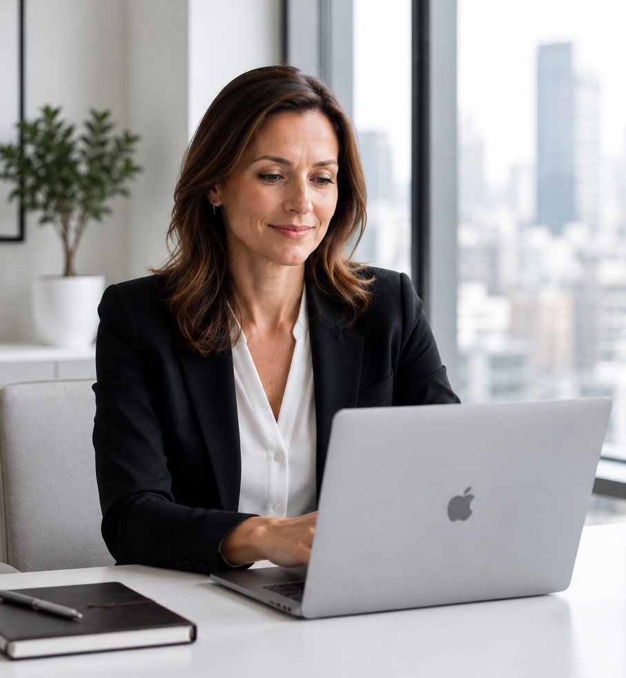 Personalberaterin arbeitet mit matchmaker.hr am Laptop